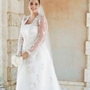 strapless wedding dress with lace overlay